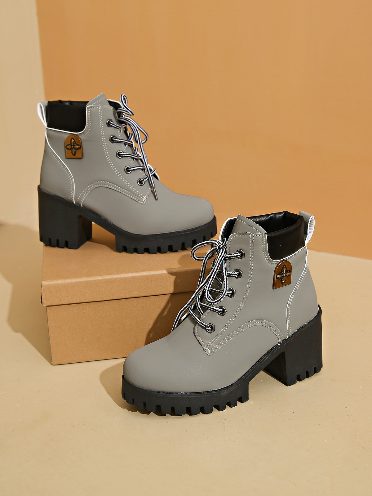 Women Chunky Heel Martin Boots
