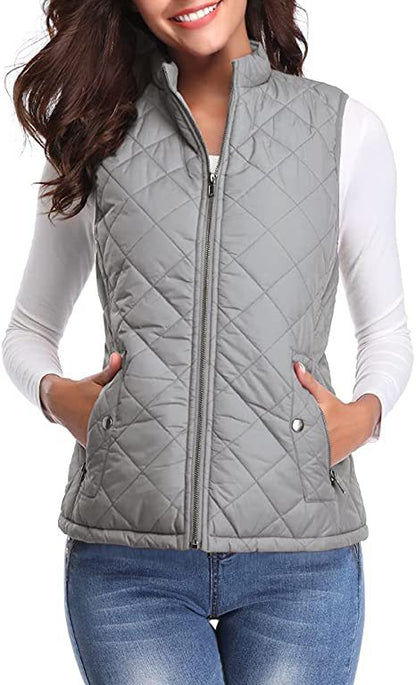Quilted Stand Collar Cotton Vest