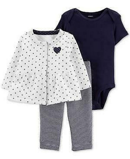 Carters Baby Girls 3-Pc.Bodysuit &amp; Pants Set, Size Newborn