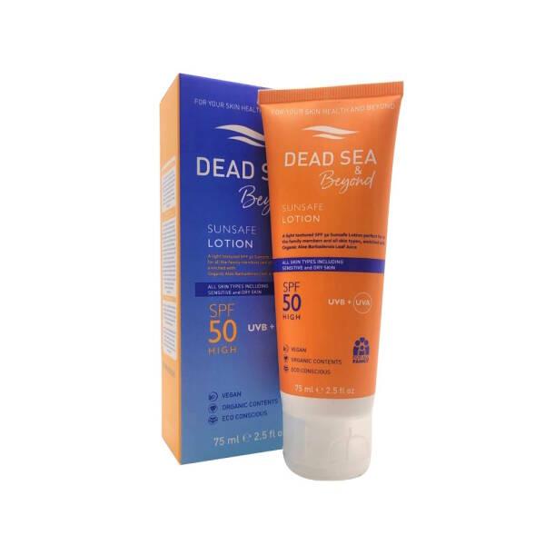 Dead Sea &amp; Beyond Sunsafe SPF50 Sunscreen Lotion - Organic, Moisturizing, UVA &amp; UVB Protection for Face &amp; Body