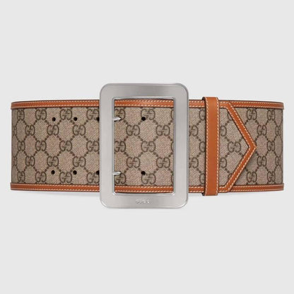 GUCCI Embellished coated-canvas and leather Women belt &