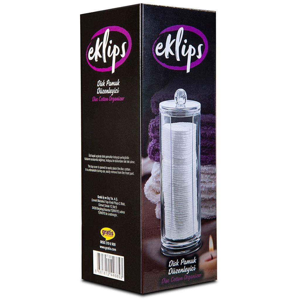 Eklips Cotton Round Organizer Clear Acrylic Vanity Holder