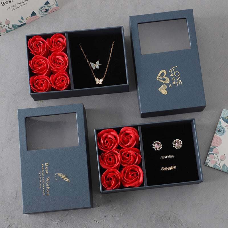 Rose Themed Jewelry Gift Box with Card