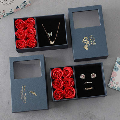 Rose Themed Jewelry Gift Box with Card