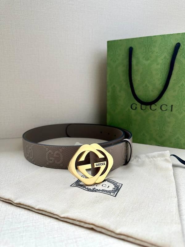 GUCCI Embellished coated-canvas and leather belt &