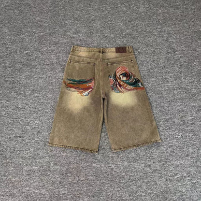 Casual Long Pants Plum Blossom Embroidery