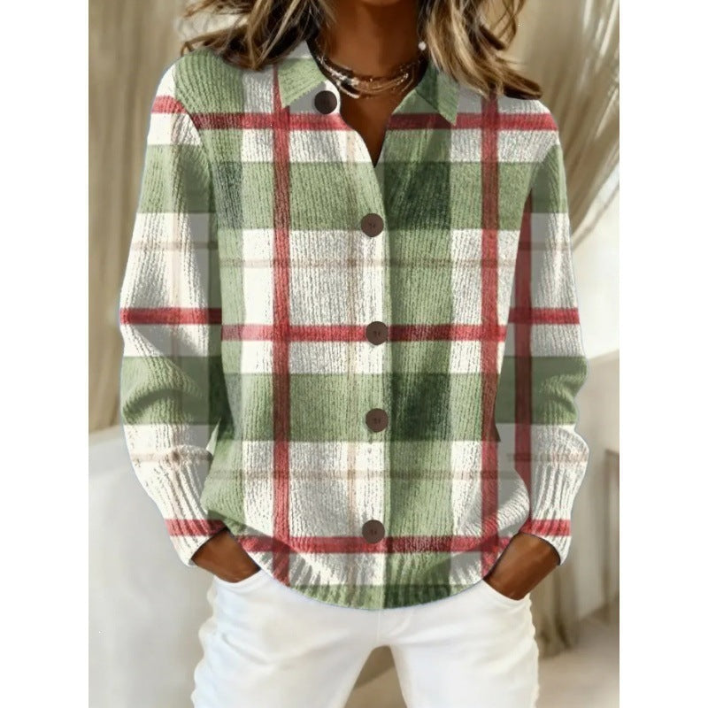print turn-down collar shirt