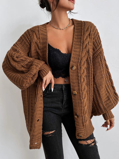 Womens Retro V-Neck Knit Cardigan