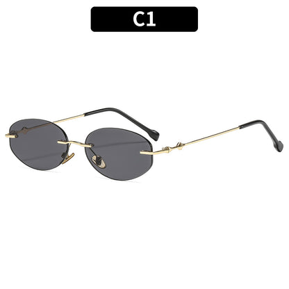 Frameless Oval UV400 Sunglasses