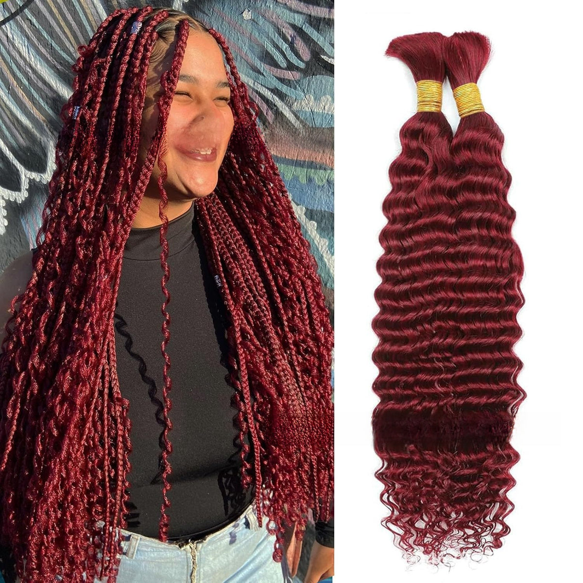 Deep Wave Bohemian Braid Wig Hand-Woven Hair Extensions