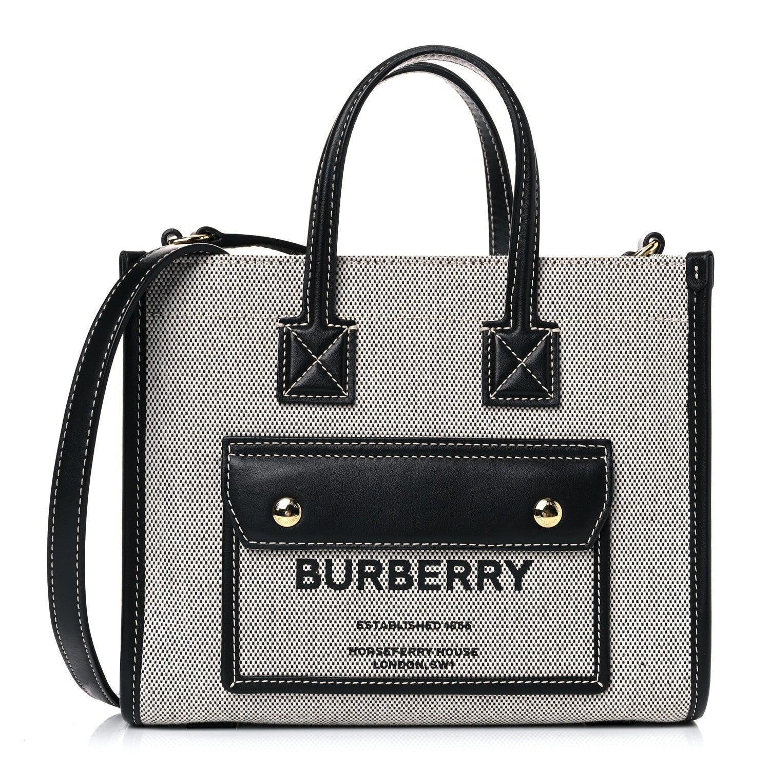 Burberry Canvas Smooth Calfskin Mini Two Tone Freya Tote
