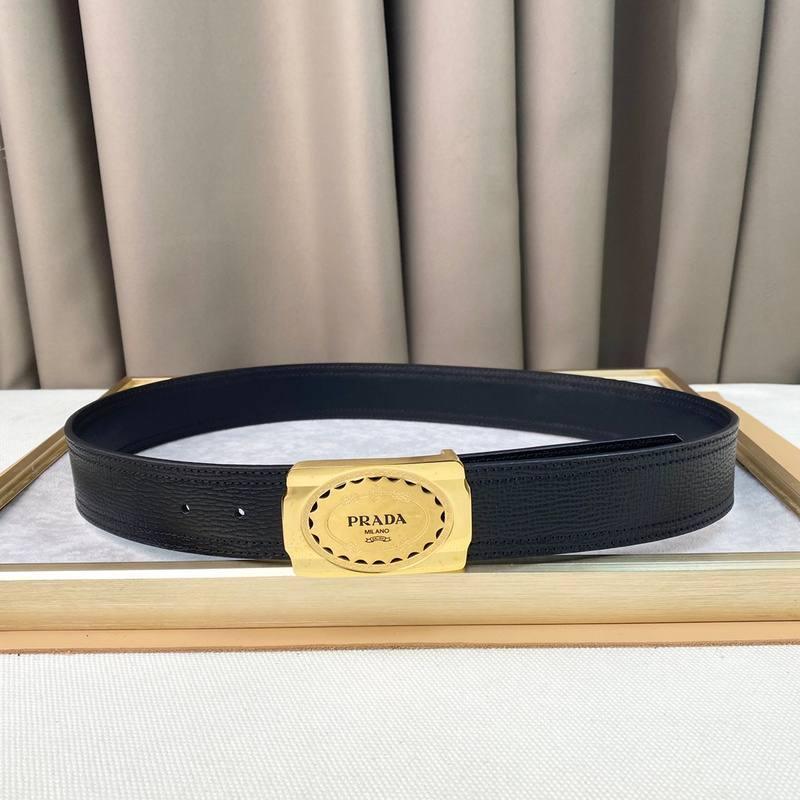 Prada Leather Belt Brushed Golden Buckle &