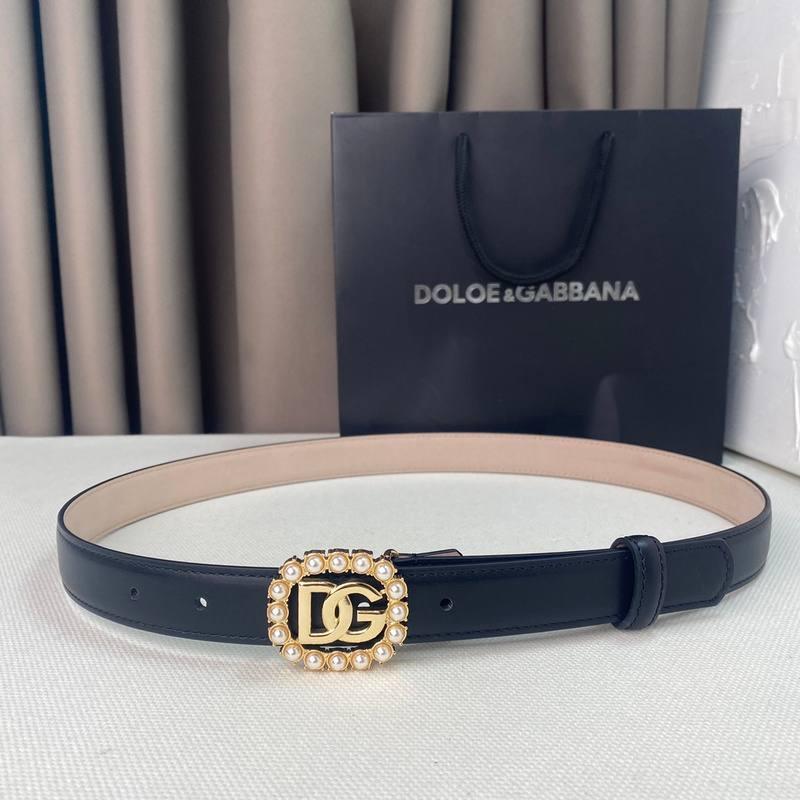 Dolce Gabbana Women Calfskin belt with bejeweled DG logo &