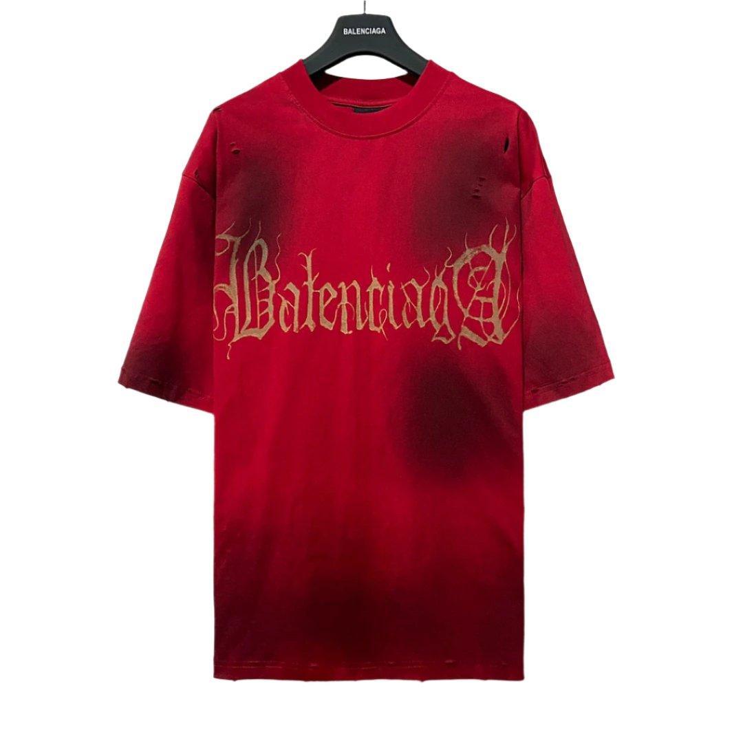 Balenciaga Red T-Shirt Without Collar