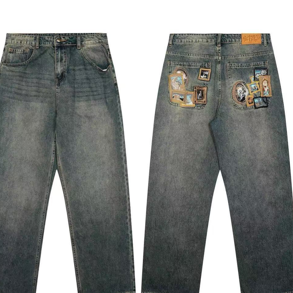 Casual Long Pants Plum Blossom Embroidery