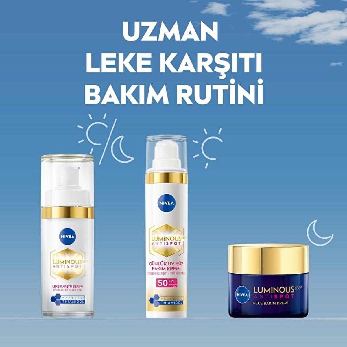 Nivea Luminous630 Anti-spot Night Face Cream - Thiamidol &amp; Hyaluronic Acid for Dark Spot Correction &amp; Hydration