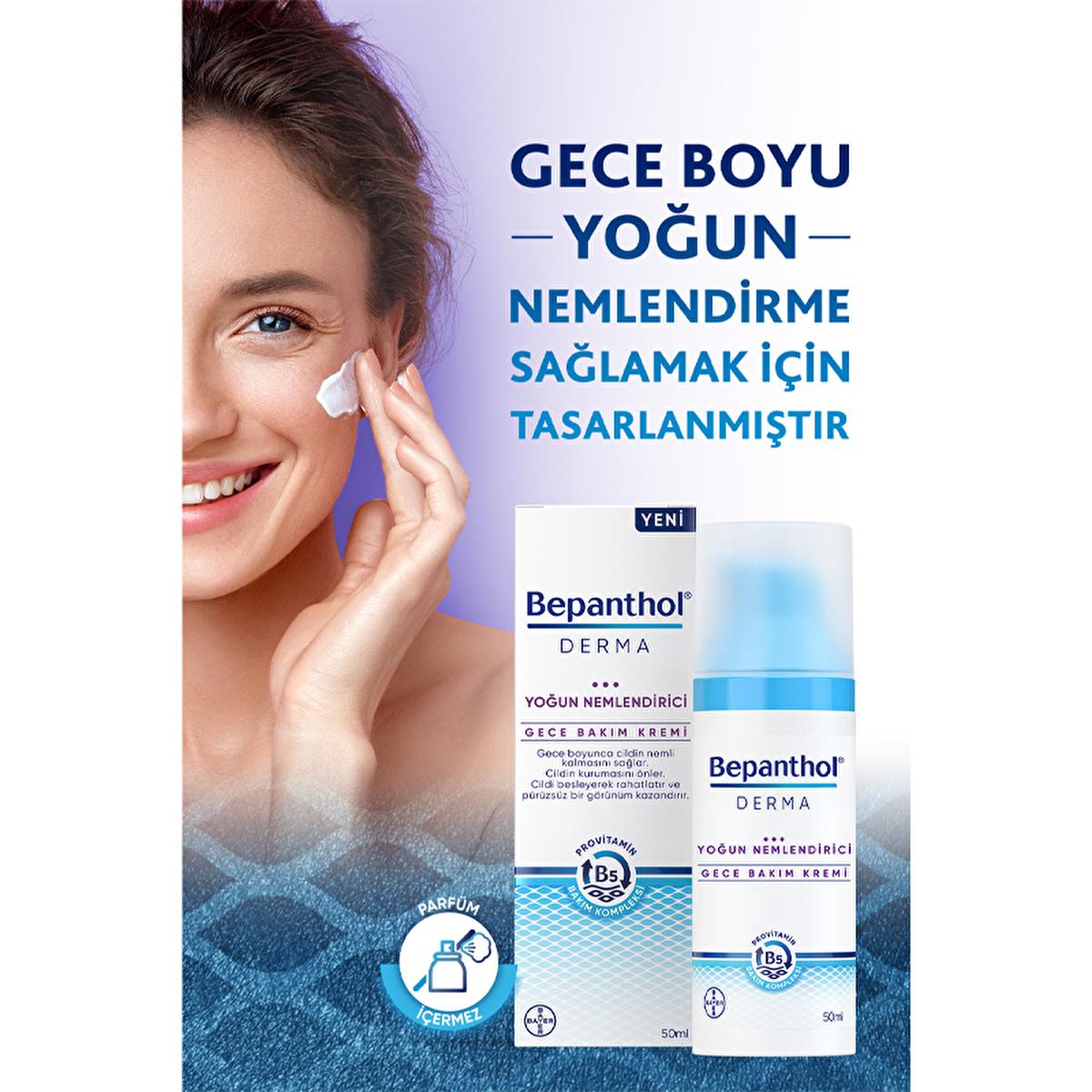 Bepanthol Derma Intense Moisturizing Night Face Cream - Repair &amp; Soothe Dry Skin Overnight with Natural Oils for Facial Dryness Relief