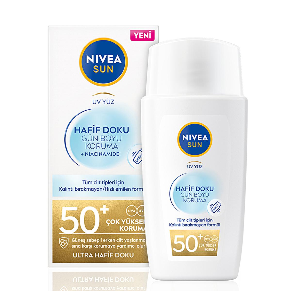 Nivea Sun SPF50 Face Cream: Lightweight, Non-Greasy Anti-Aging Sunscreen for Daily Use &amp; Oily Skin - Broad Spectrum Sun Protection