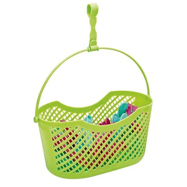 Flink &amp; Sauber Clothespin Set - 30 Stainless Clothespins with Basket, UV Resistant Laundry Accessories