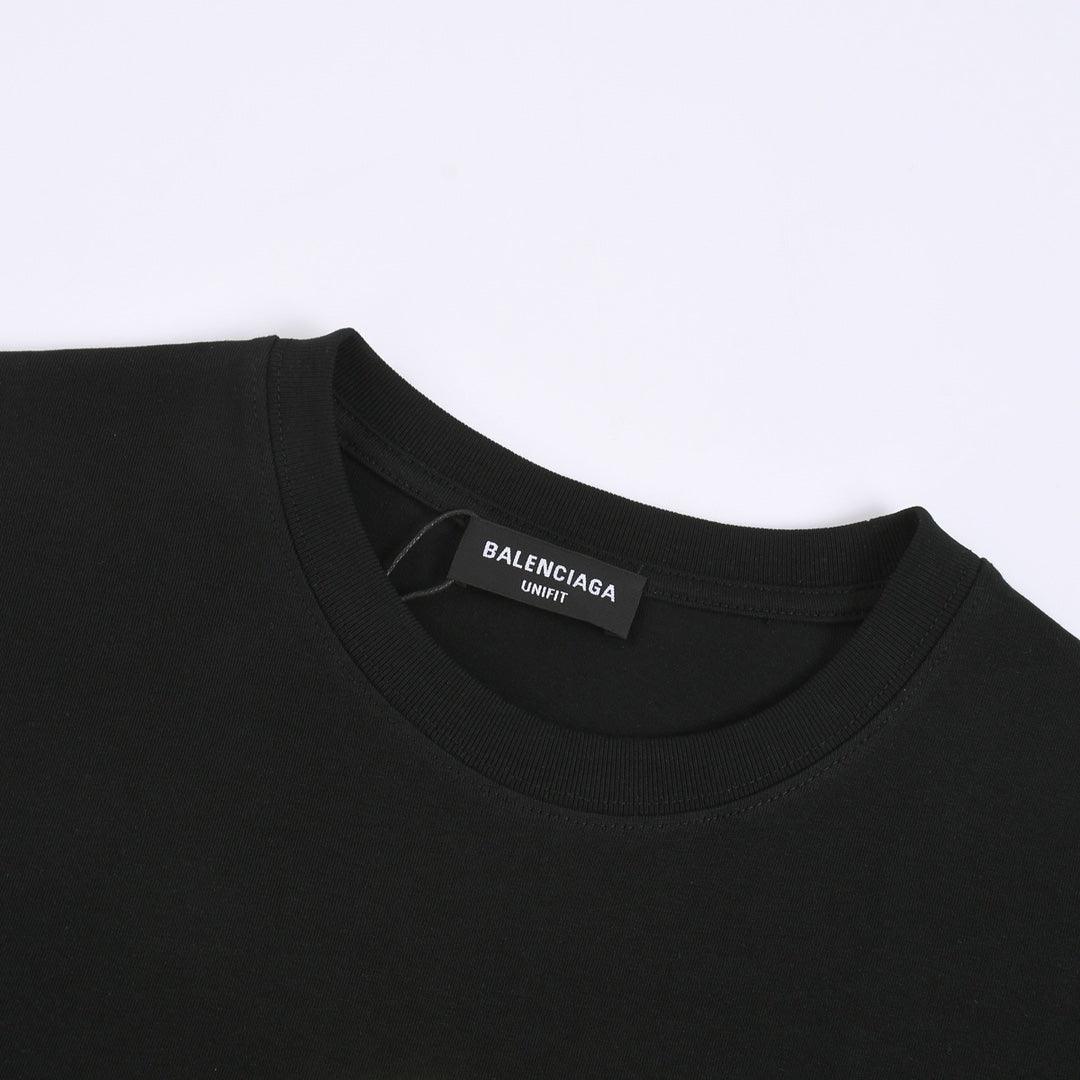 Balenciaga Black &amp; Green T-Shirt Without Collar