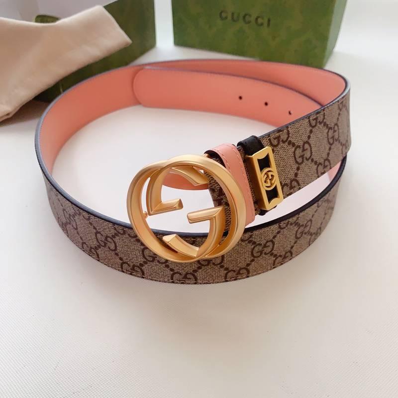 GUCCI Embellished coated-canvas and leather belt &
