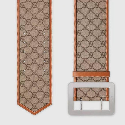 GUCCI Embellished coated-canvas and leather Women belt &