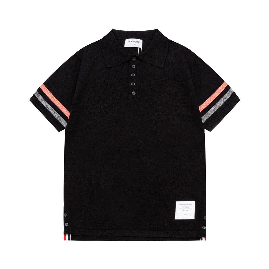 Thom Browne Black T-Shirt with Collar