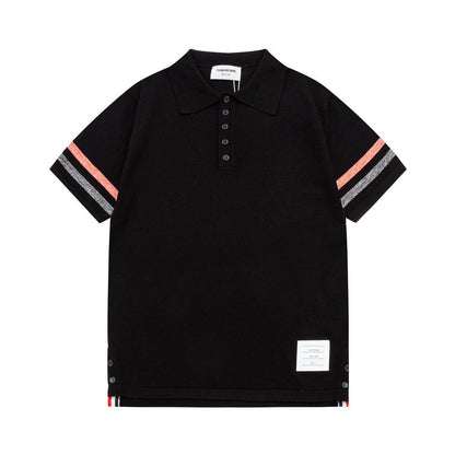 Thom Browne Black T-Shirt with Collar