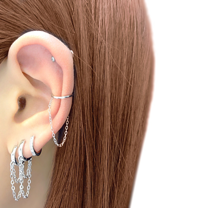 Double Chain Huggies Hoops: Gold