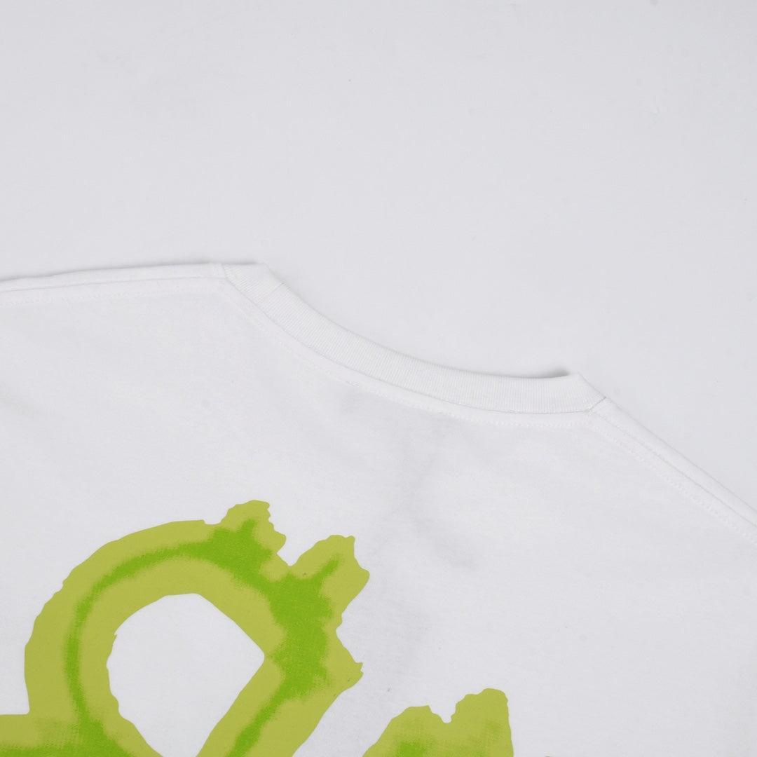 Balenciaga White &amp; Green T-Shirt Without Collar