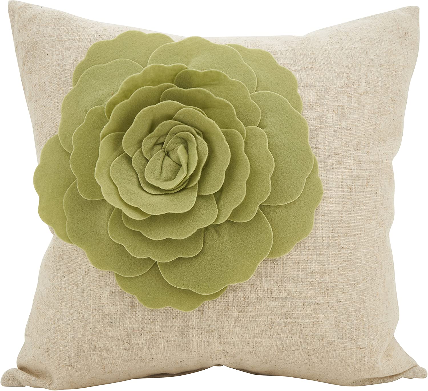 Saro Lifestyle Rose Flower Statement Throw Pillow, 18 x 18""