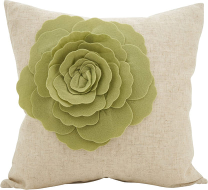 Saro Lifestyle Rose Flower Statement Throw Pillow, 18 x 18""