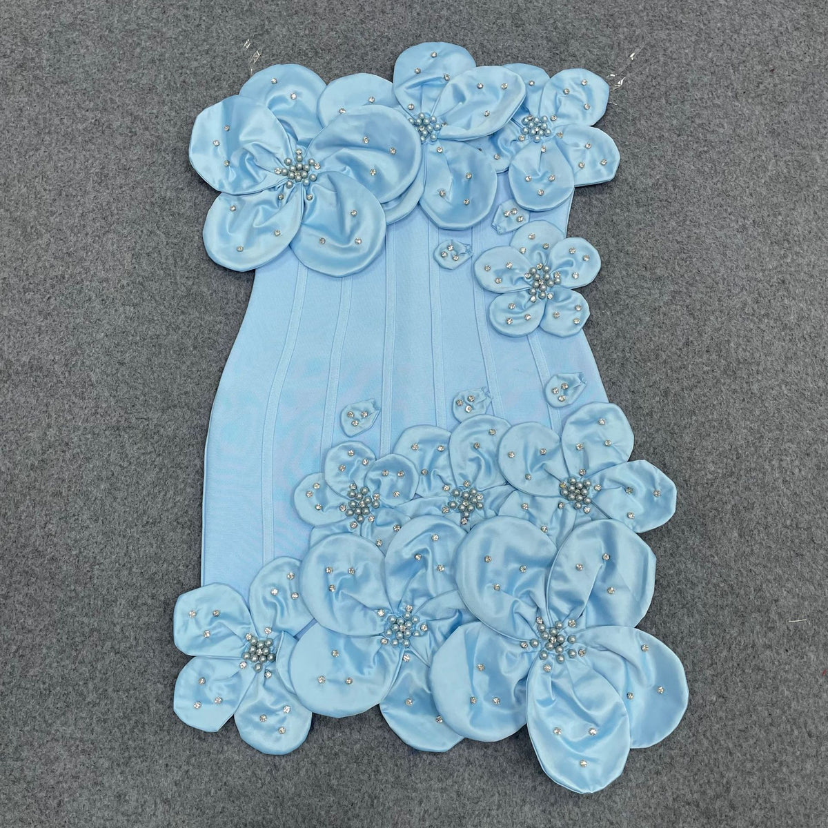 Strapless Floral Bandage Bodycon Dress