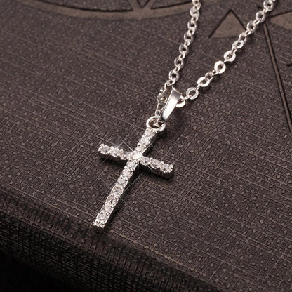 Diamond Cross Pendant Alloy Necklace