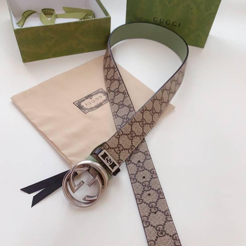GUCCI Embellished coated-canvas and leather belt &