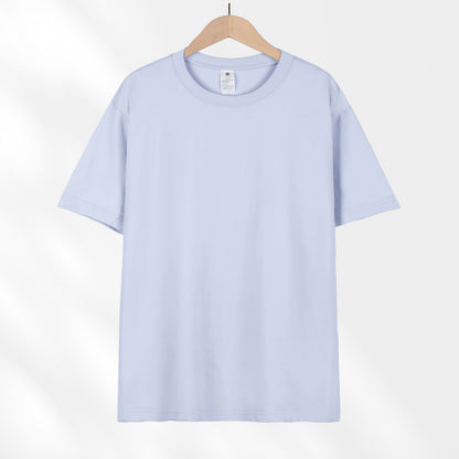 All-Match Crewneck Shoulder Top Solid Color Half-Sleeve