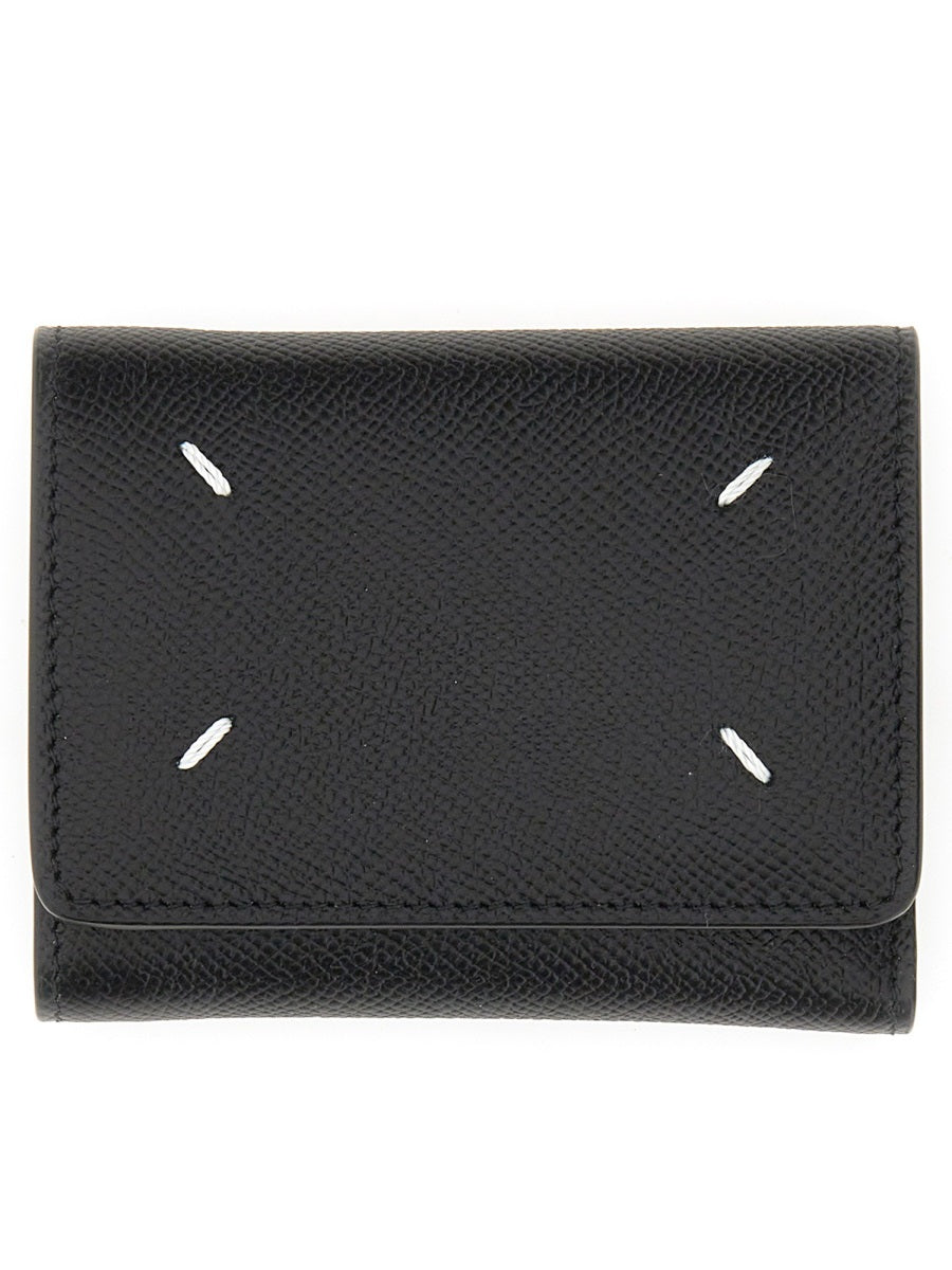 MAISON MARGIELA Mini Leather Wallet with Quattro Stitching - 8.5 CM x 10.5 CM x 2.5 CM