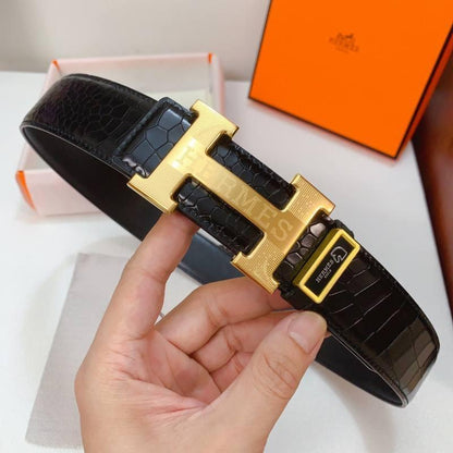 Hermes Men Gold Buckle Belt &