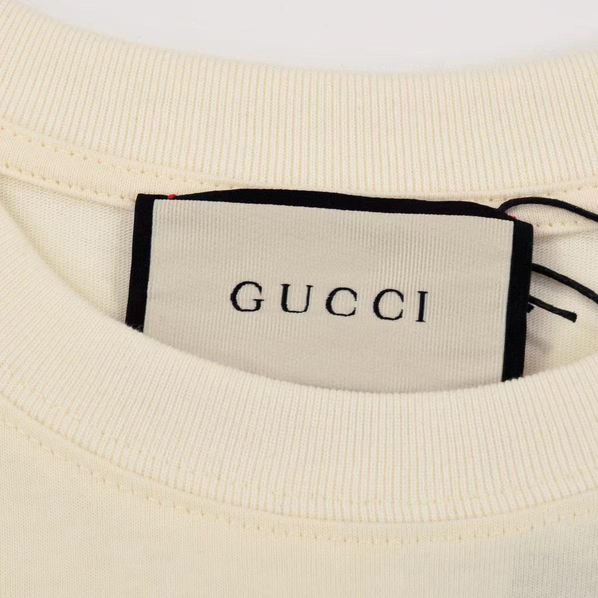 Gucci Collarless T-Shirt - Beige Premium Cotton Crewneck