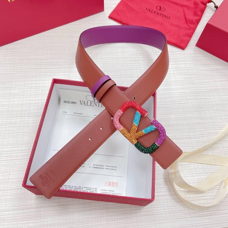 VALENTINO GARAVANI V logo Rainbow Reversible Leather Belt &