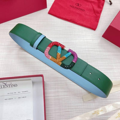 VALENTINO GARAVANI V logo Rainbow Reversible Leather Belt &