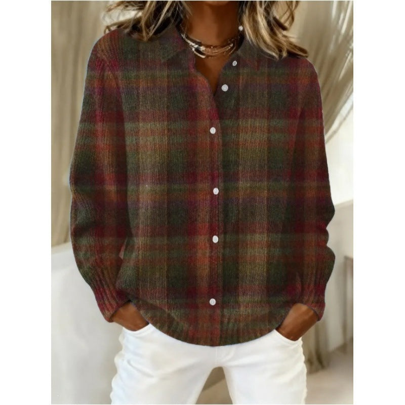 print turn-down collar shirt