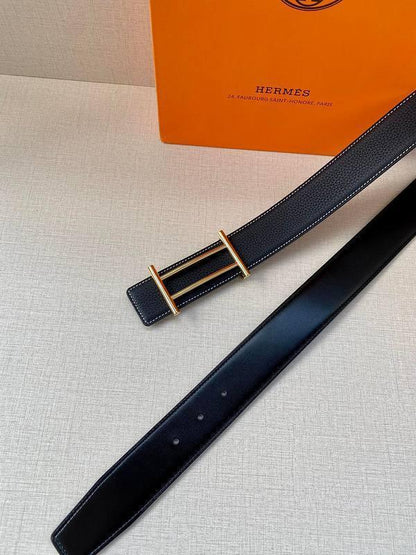 Hermes Men Gold Buckle Belt &