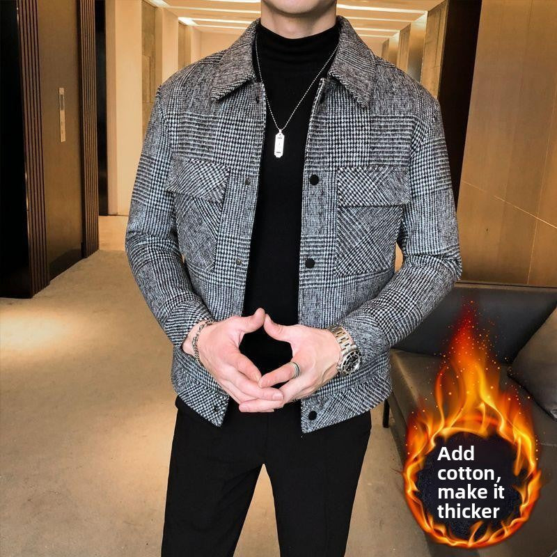 Mens Woolen Jacket Short Overcoat