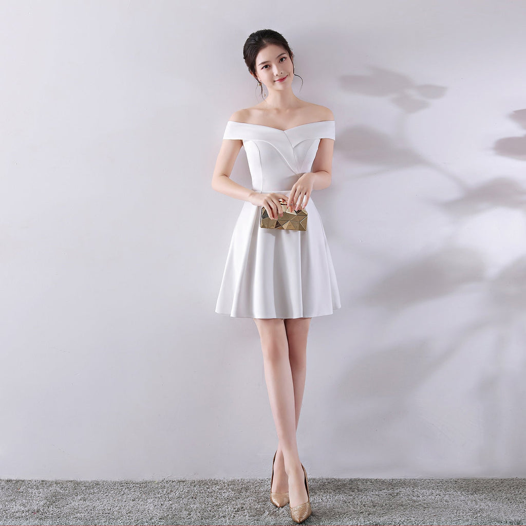 Toast Kleid Braut Frühlingshochzeit Sommer Rot Kurz Schulterfrei Hochzeitskleid