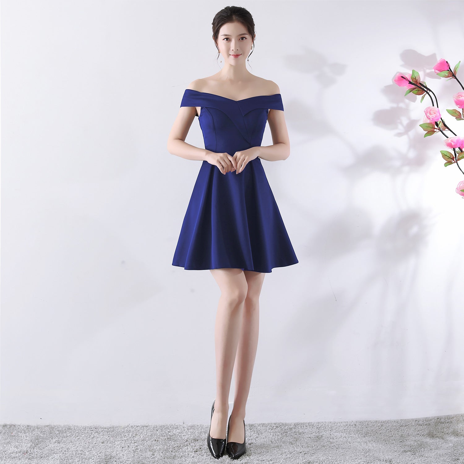 Toast Kleid Braut Frühlingshochzeit Sommer Rot Kurz Schulterfrei Hochzeitskleid