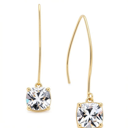 Inc Gold-Tone Cubic Zirconia Square Linear Drop Earrings