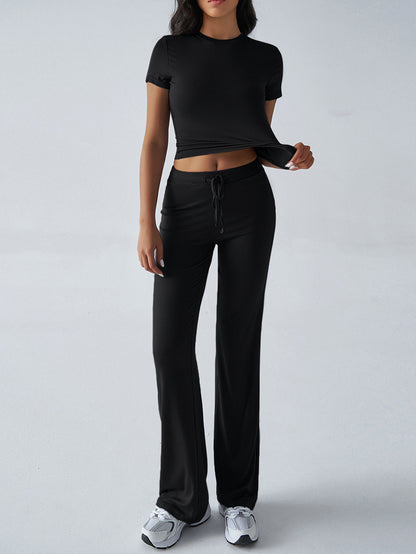Womens Casual Short Sleeve Pants Suit