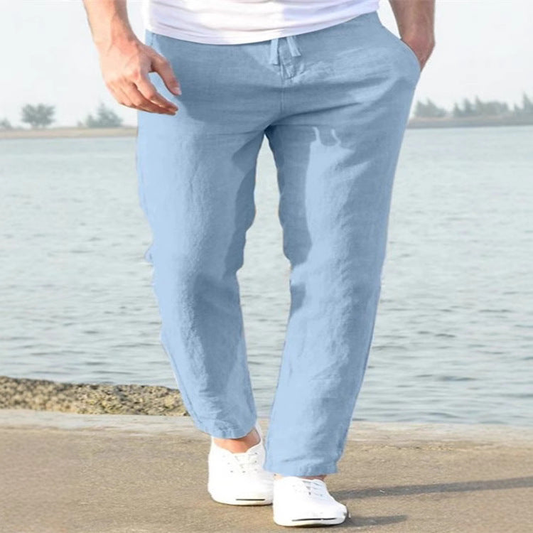 Mens Cotton Linen Casual Pants