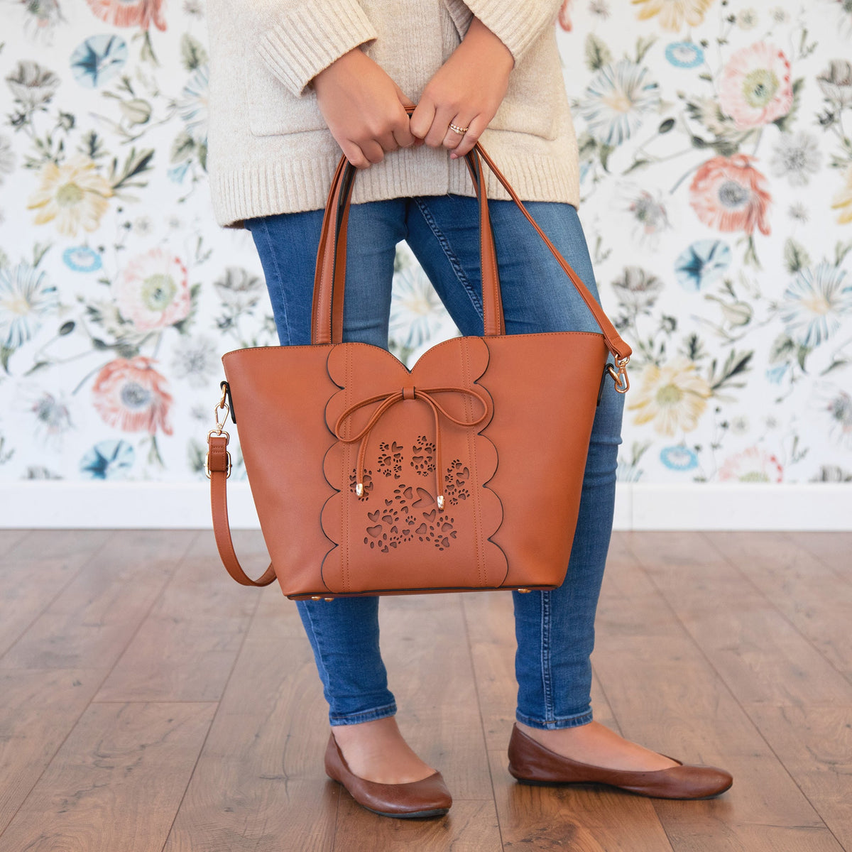 Bow &amp; Hearts Paw Print Handbag